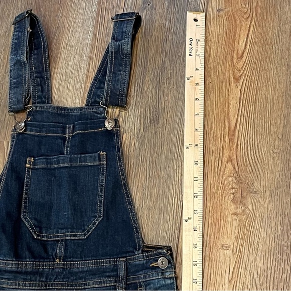 TRUE CRAFT Bib Overalls Womens Size 3 Blue Denim Gradient Wash Distressed Skinny - Picture 15 of 16